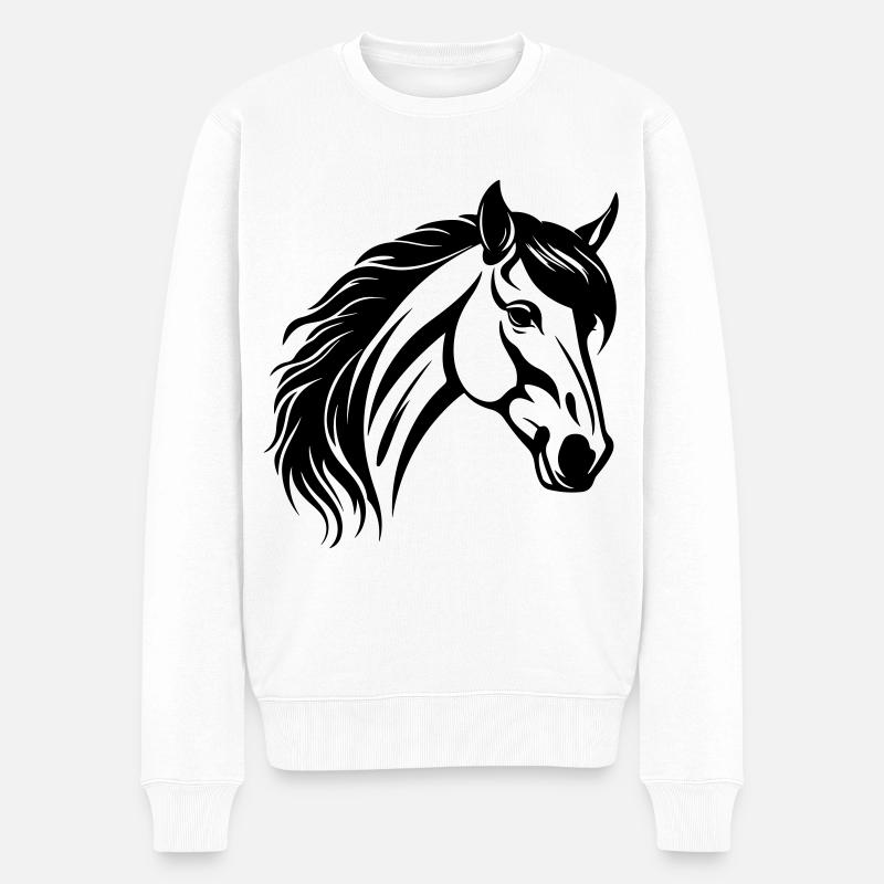 Pferd Kopf - Männer Premium Bio Pullover - Weiß