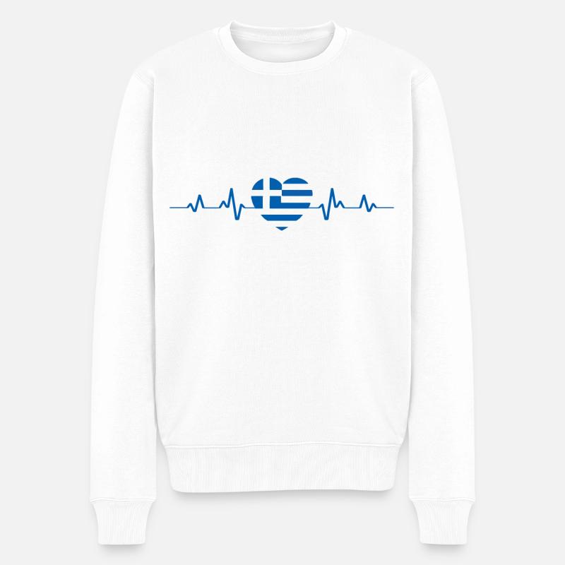 Griechenland Hellas - Männer Premium Bio Pullover - Weiß