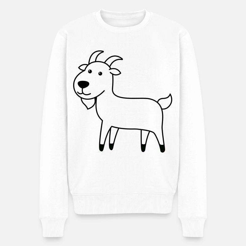 Bergziege Comic Tier - Männer Premium Bio Pullover - Weiß