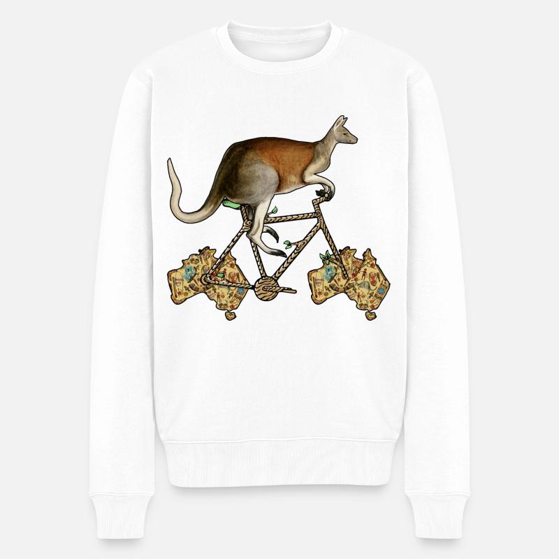 Känguru-Biker, australisches Känguru-Fahrrad - Männer Premium Bio Pullover - Weiß