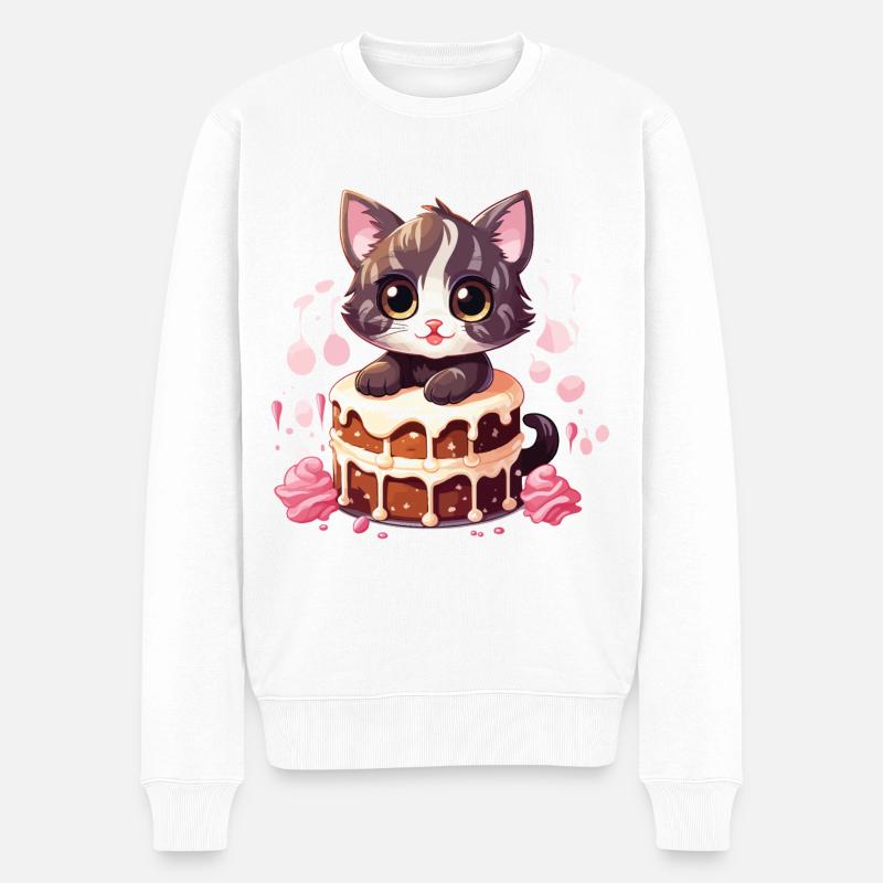 Gâteau De Chat Gâteau Dent Sucrée Cuisson Doux Drôle - Pull Premium bio Homme - blanc