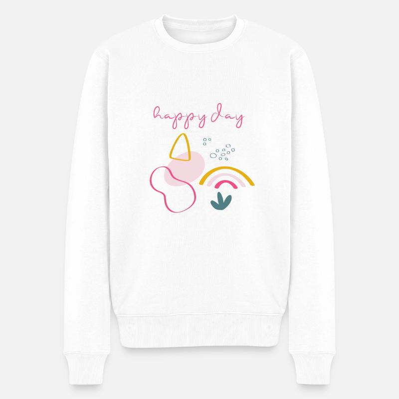 Happy Day - Männer Premium Bio Pullover - Weiß