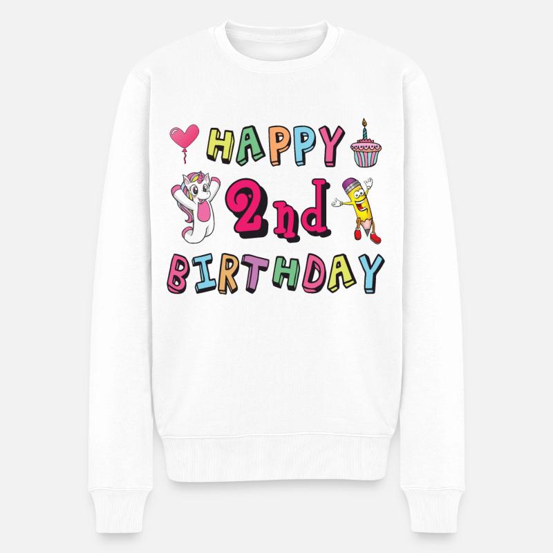 Alles Gute zum 2. Geburtstag. 2 Jahre Kindergeburt - Männer Premium Bio Pullover - Weiß