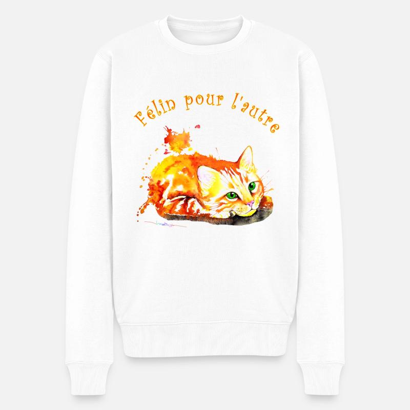 Rote Katze, Katze für die andere - Männer Premium Bio Pullover - Weiß
