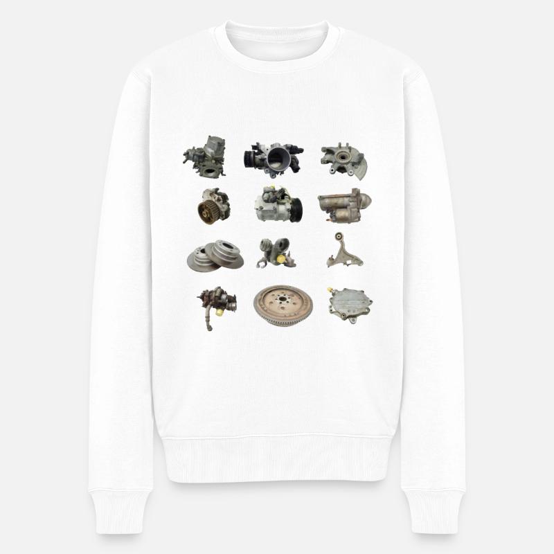 Auto Ersatzteile 3x4 - Männer Premium Bio Pullover - Weiß