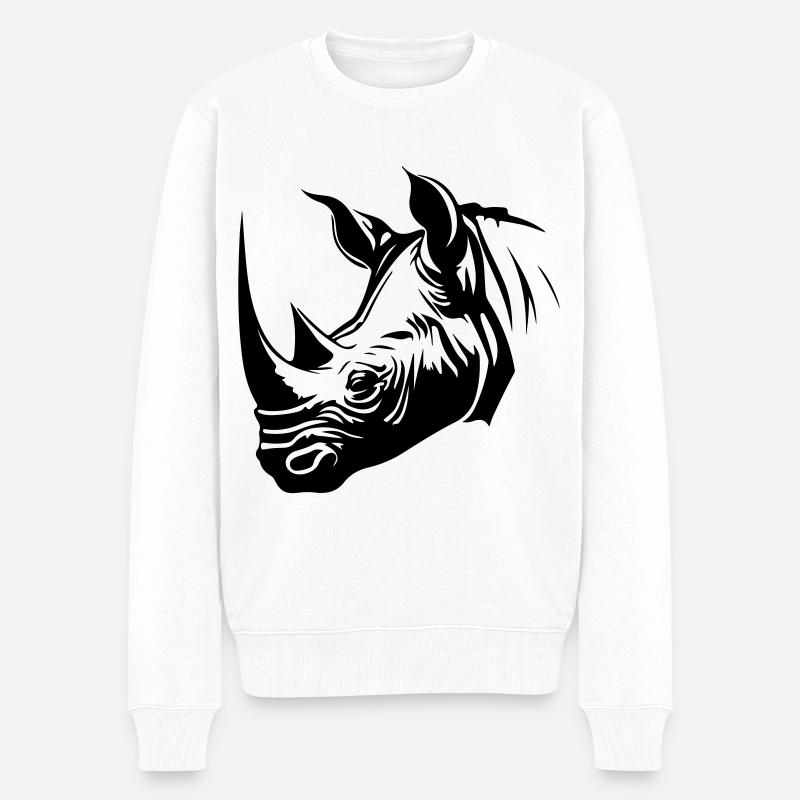 Silhouette d’animal rhinocéros - Pull Premium bio Homme - blanc