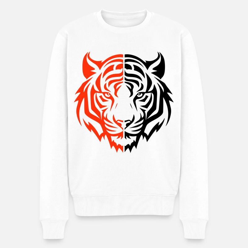 Tiger Kopf - Männer Premium Bio Pullover - Weiß