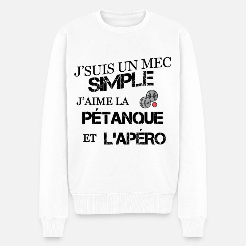 Mec simple humour pétanque - Pull Premium bio Homme - blanc