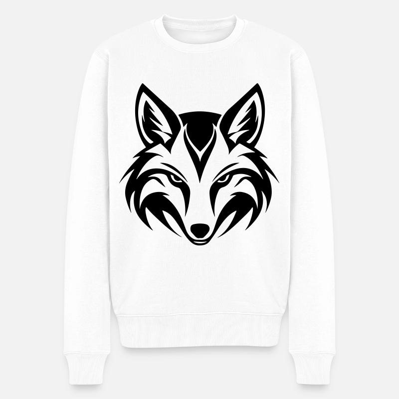 Fuchs Kopf - Männer Premium Bio Pullover - Weiß