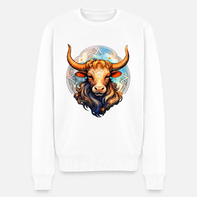 Stier 1 Tierkreiszeichen Kunst #tshirt - Männer Premium Bio Pullover - Weiß