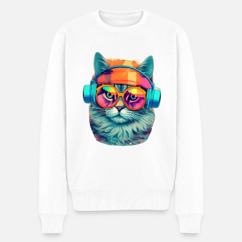 Musik Katze #cat #tshirt - Männer Premium Bio Pullover - Weiß