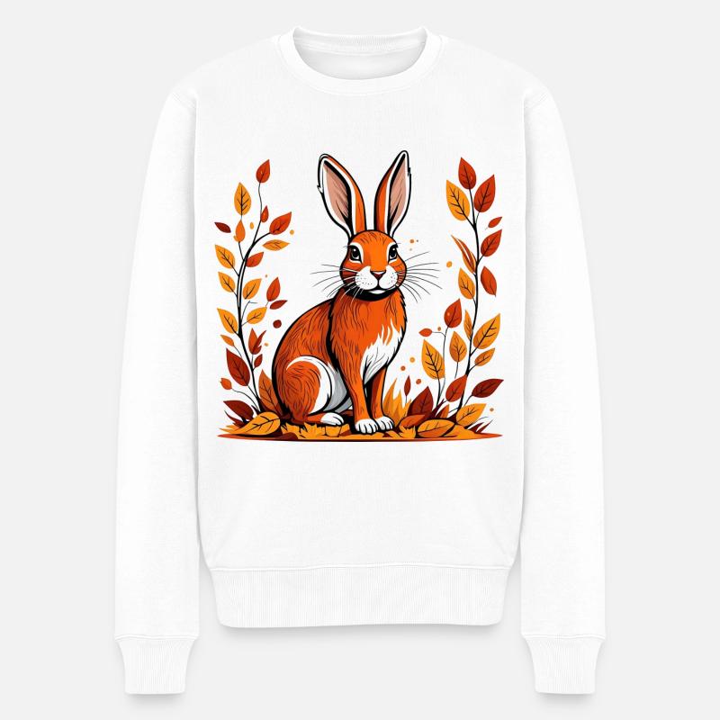 Herbst-Kaninchen - Männer Premium Bio Pullover - Weiß