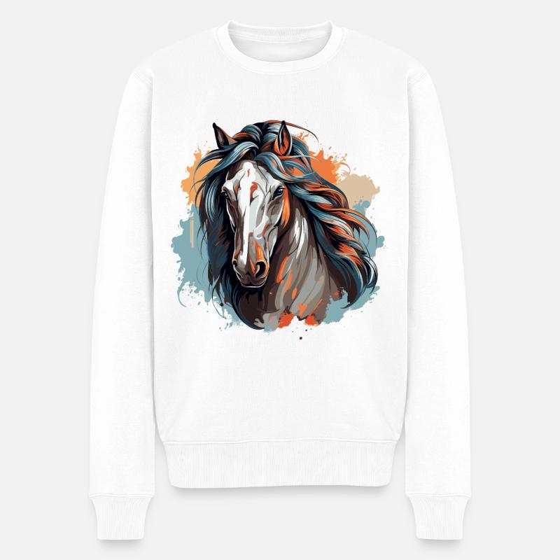 Pferdeliebe - Männer Premium Bio Pullover - Weiß