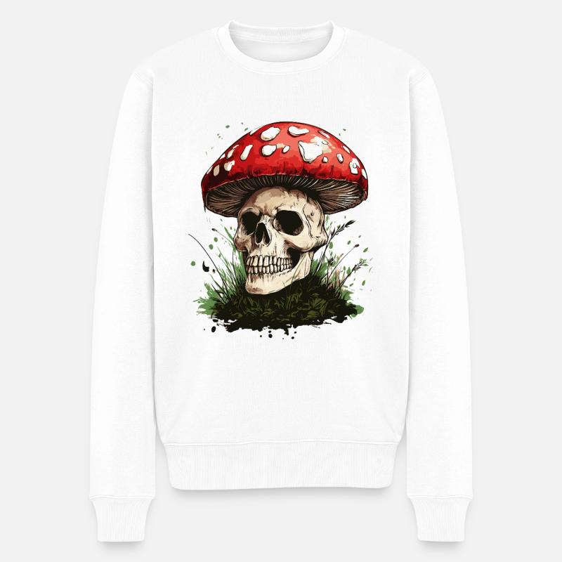 Toadstool Skull - Men's Premium Organic Jumper - white