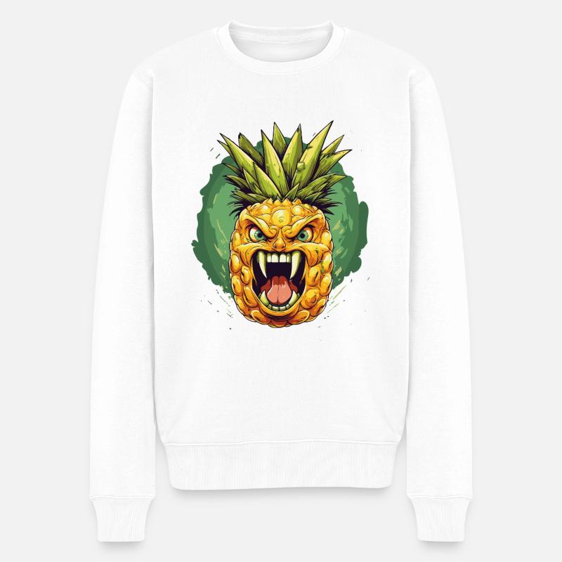 Ananas Vampir - Männer Premium Bio Pullover - Weiß