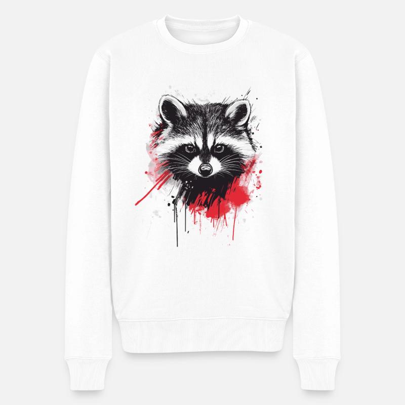 Waschbär - Männer Premium Bio Pullover - Weiß