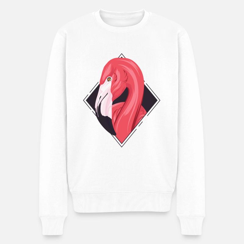 Flamingo Summer / Sommer / Sonne - Männer Premium Bio Pullover - Weiß