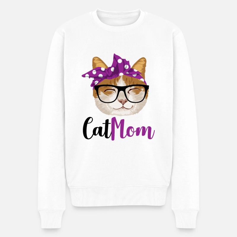 Cat Mom - Affiche - Pull Premium bio Homme - blanc