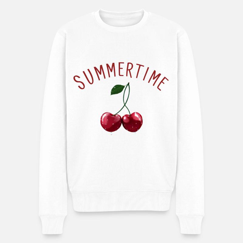 Kirschen - Cherries Summertime - Männer Premium Bio Pullover - Weiß