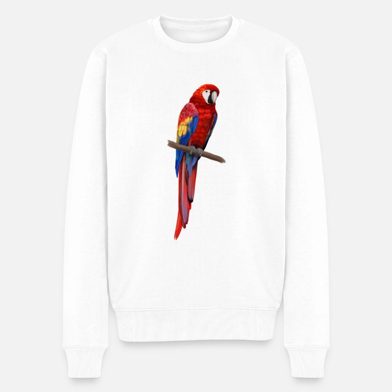 Papagei - Ara parrot - Männer Premium Bio Pullover - Weiß