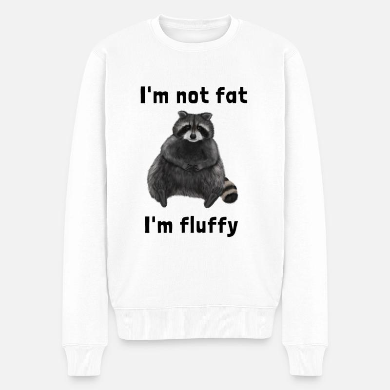Waschbär ist nicht dick sondern kuschelig - Männer Premium Bio Pullover - Weiß