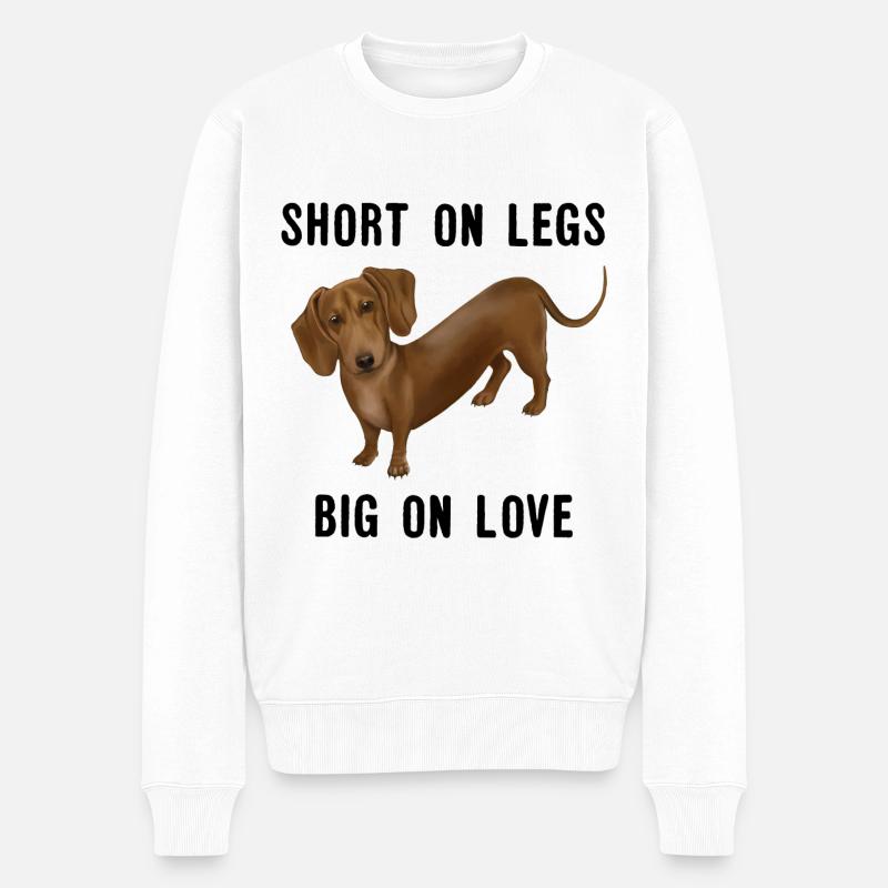 Hund Dackel - Big on Love Short on Legs - Männer Premium Bio Pullover - Weiß