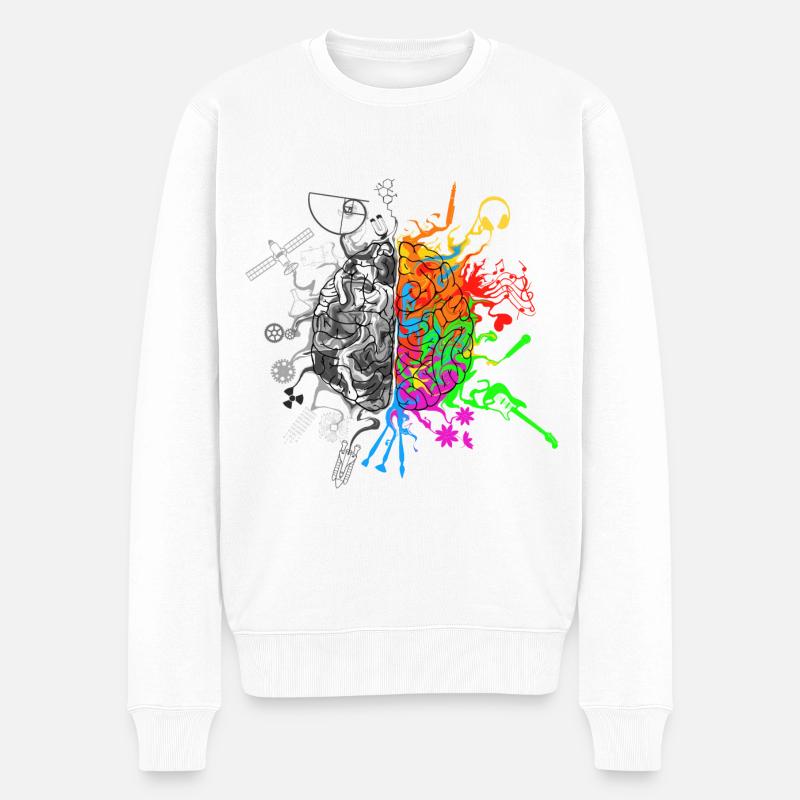 Gehirn / Brain halves functions - Männer Premium Bio Pullover - Weiß