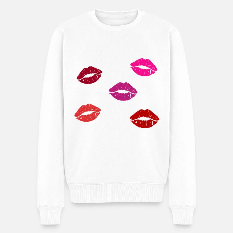 Many Lips - Männer Premium Bio Pullover - Weiß