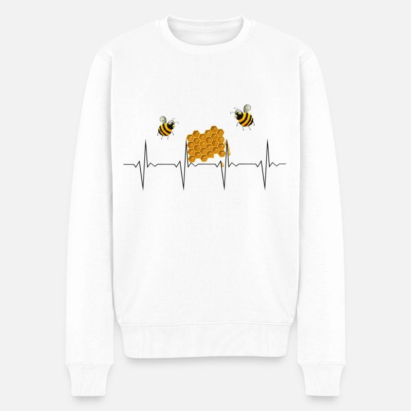 Bienen Honig Heartbeat - Männer Premium Bio Pullover - Weiß