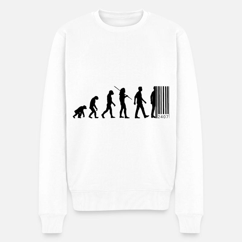 Evolution - barcode - Men's Premium Organic Jumper - white
