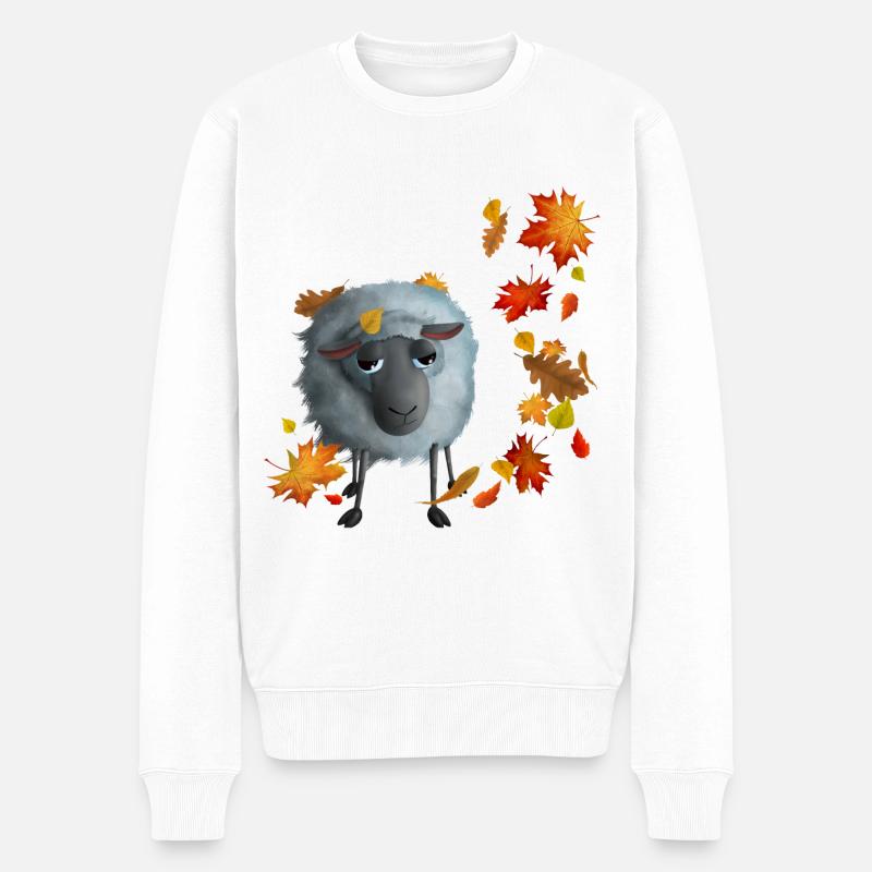 Süßes Schaf im Herbst - Männer Premium Bio Pullover - Weiß