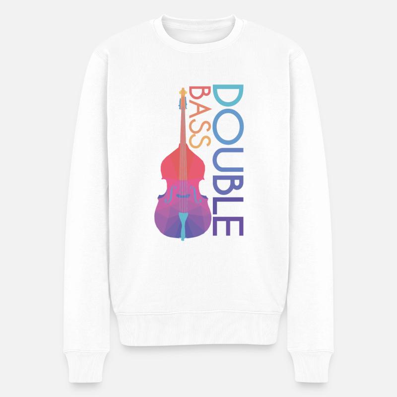 Kontrabass - Männer Premium Bio Pullover - Weiß