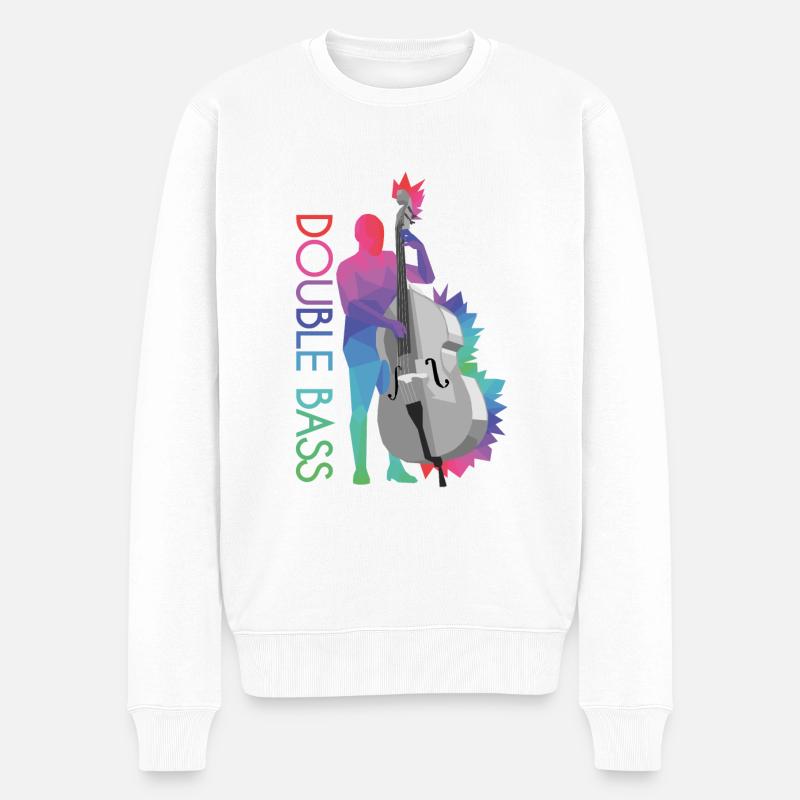 Kontrabass - Männer Premium Bio Pullover - Weiß
