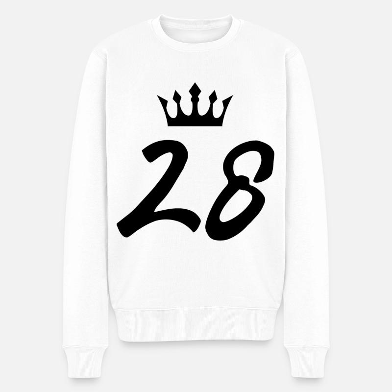 28 Zahl Krone - Männer Premium Bio Pullover - Weiß