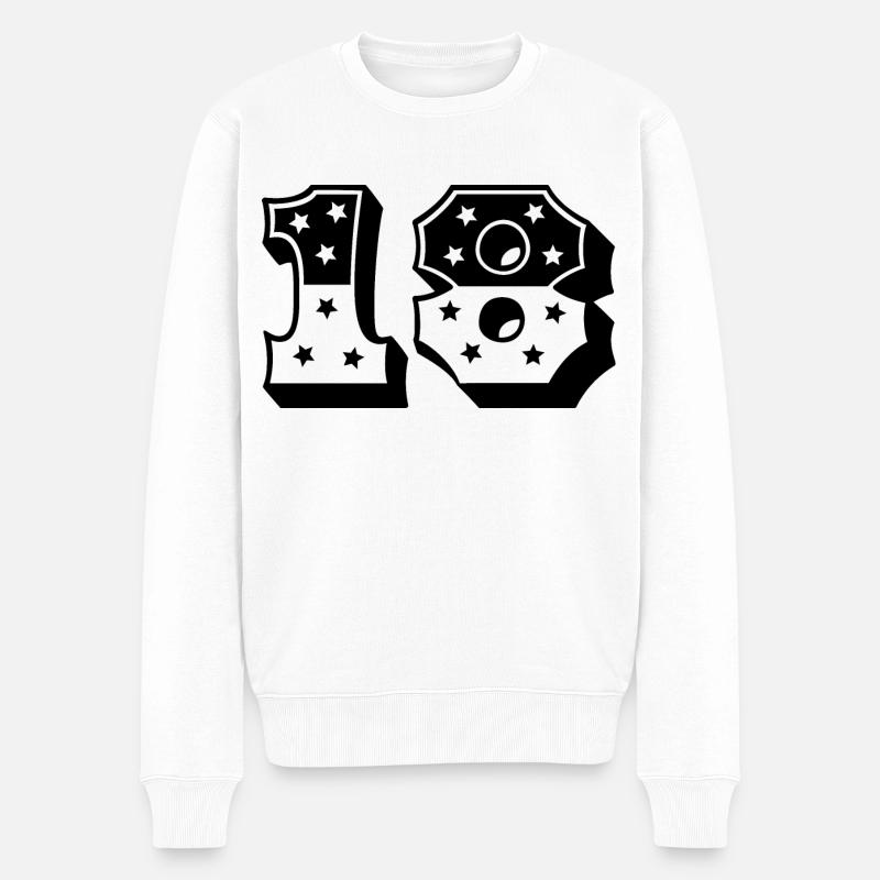 18 - Männer Premium Bio Pullover - Weiß