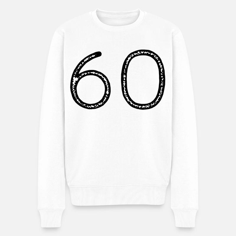 60 - Numéro - Anniversaire - Pull Premium bio Homme - blanc