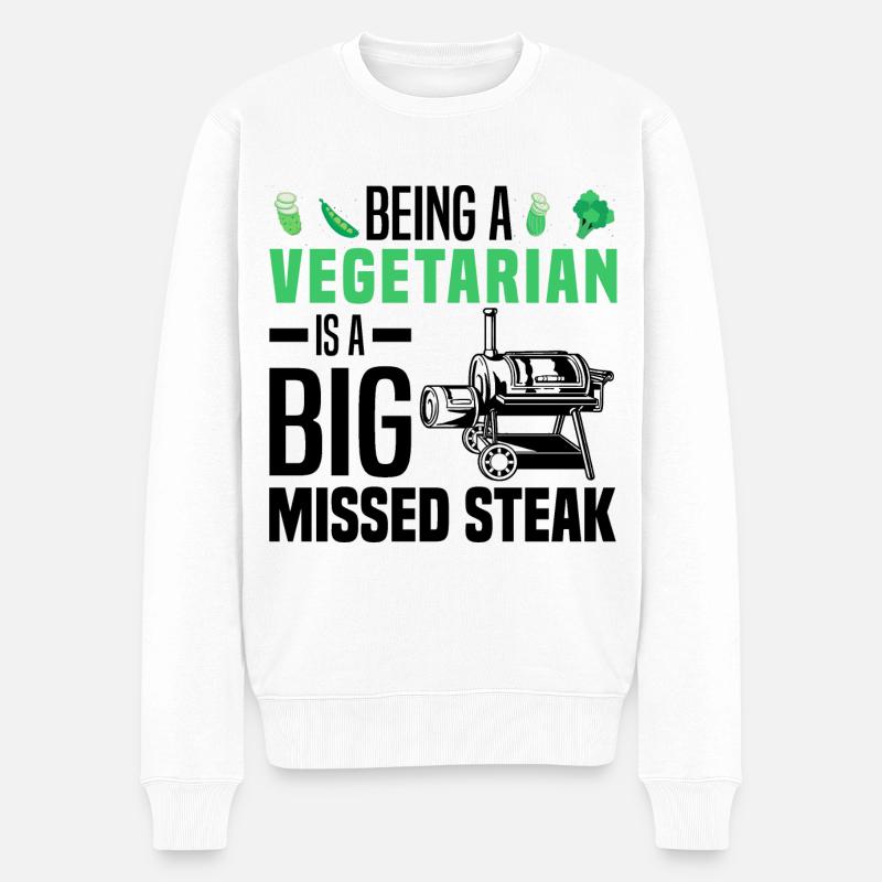 Fleischesser - Männer Premium Bio Pullover - Weiß