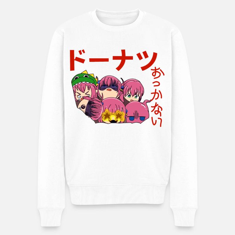 Kawaii Manga Donuts - Männer Premium Bio Pullover - Weiß