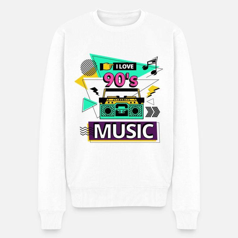 I Love 90s 90er Jahre Musik Ghettoblaster Party - Männer Premium Bio Pullover - Weiß