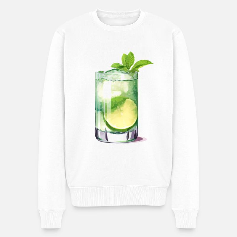 Mojito Cocktail Longdrink - Männer Premium Bio Pullover - Weiß