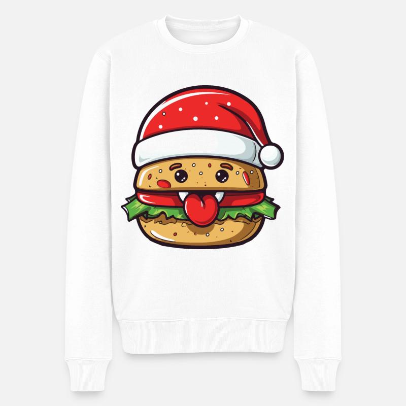 Burger Weihnachten Essen - Männer Premium Bio Pullover - Weiß