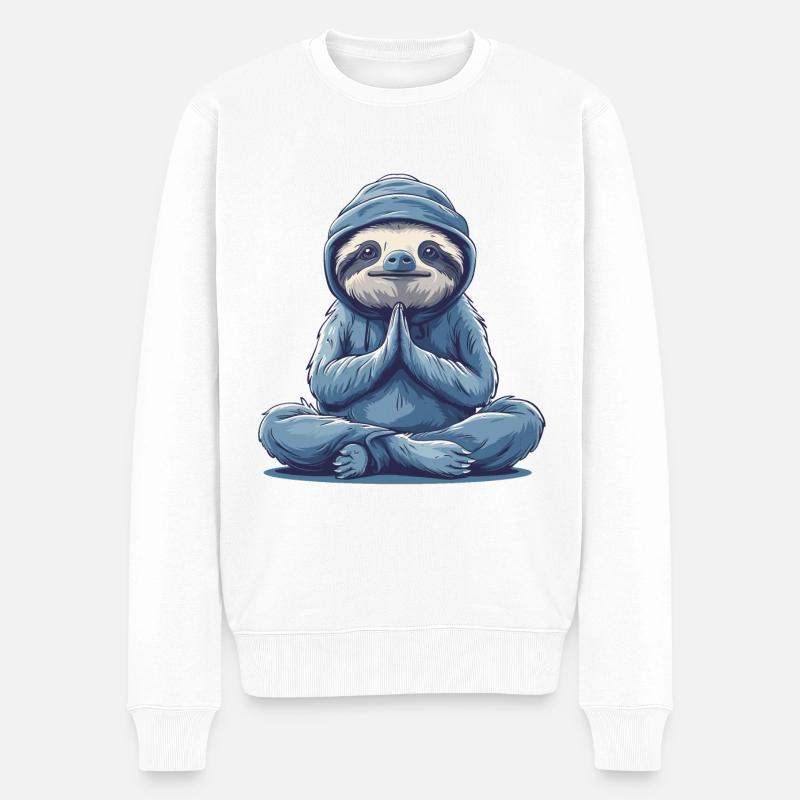 Faultier Yoga Entspannung Chillen Geschenk - Männer Premium Bio Pullover - Weiß