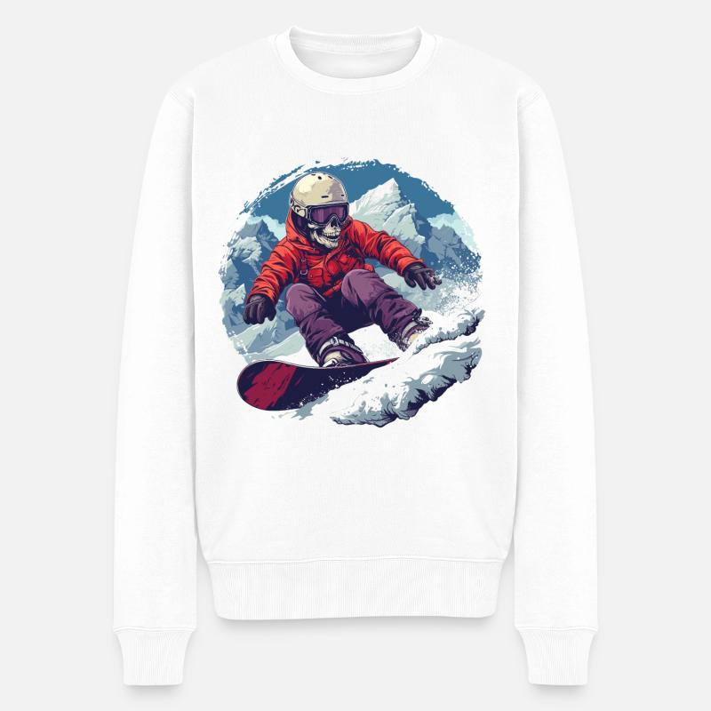 Skull Snowboarder Snowboard Après-Ski - Pull Premium bio Homme - blanc