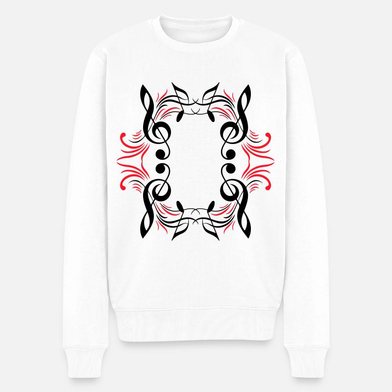 Musiknoten Musik - Männer Premium Bio Pullover - Weiß
