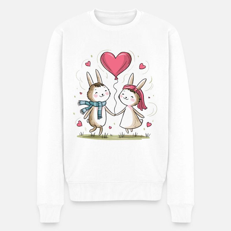 Drôle Lapin Couple Aimant Couple Saint Valentin - Pull Premium bio Homme - blanc