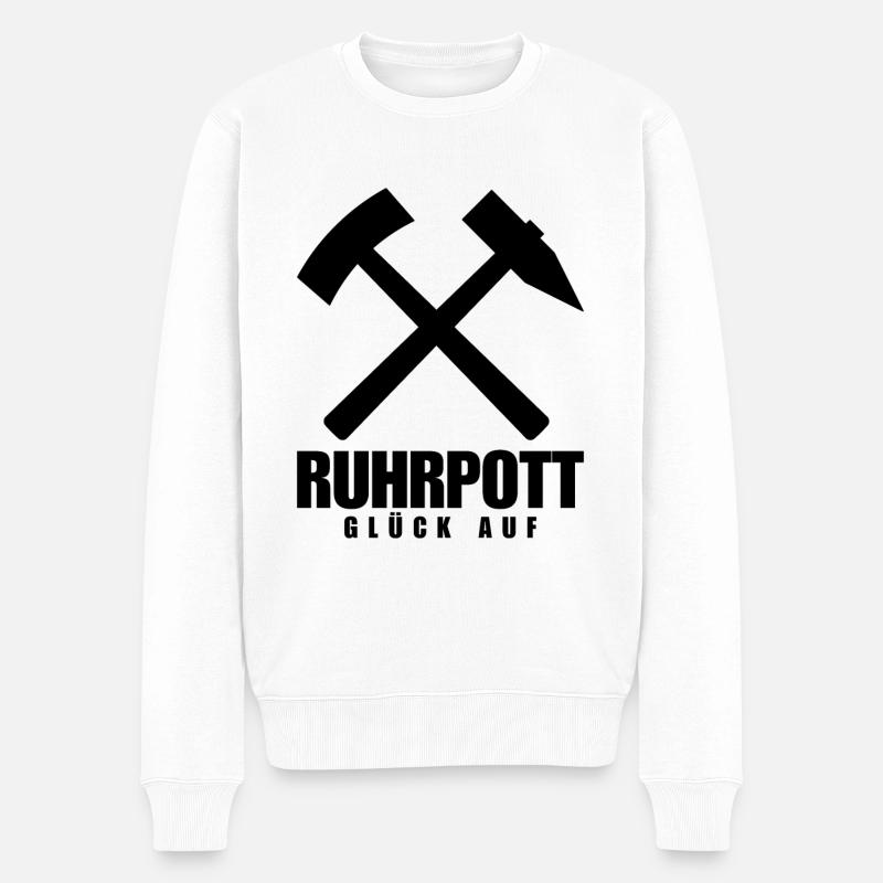 Ruhrpott Glück Auf Pott Bergbau Kohle - Männer Premium Bio Pullover - Weiß