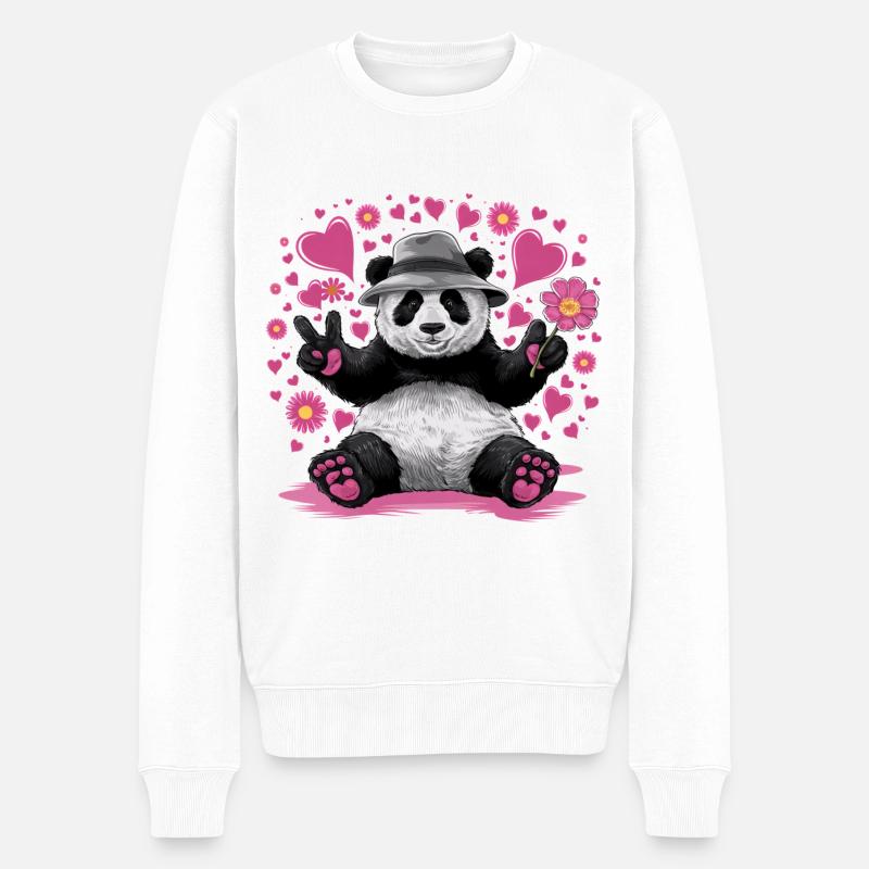 Valentinstag Panda Liebe Pandas-Liebhaber - Männer Premium Bio Pullover - Weiß