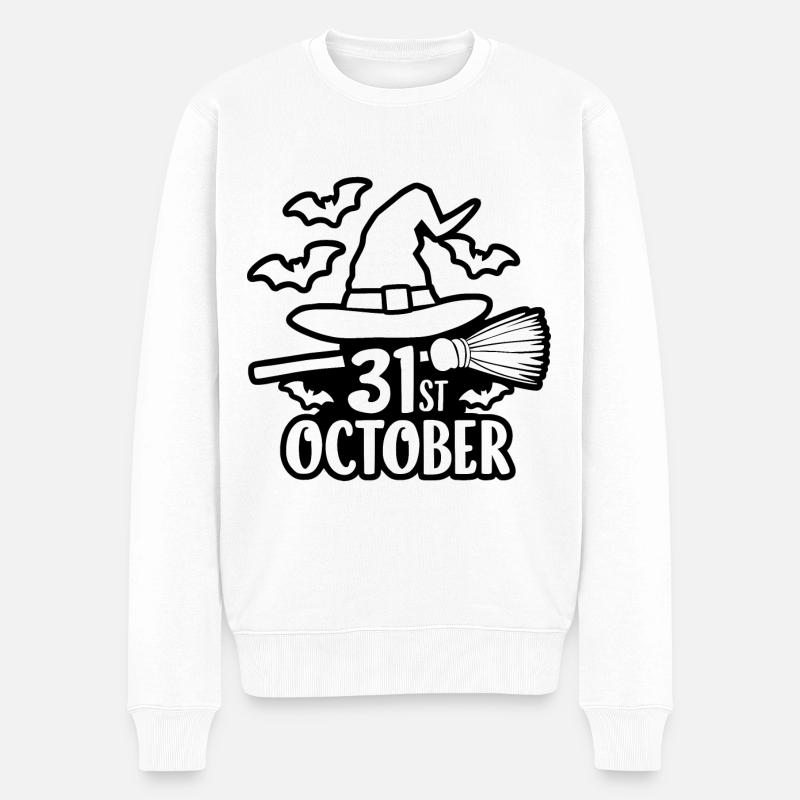31 octobre Halloween Dicton Citation - Pull Premium bio Homme - blanc