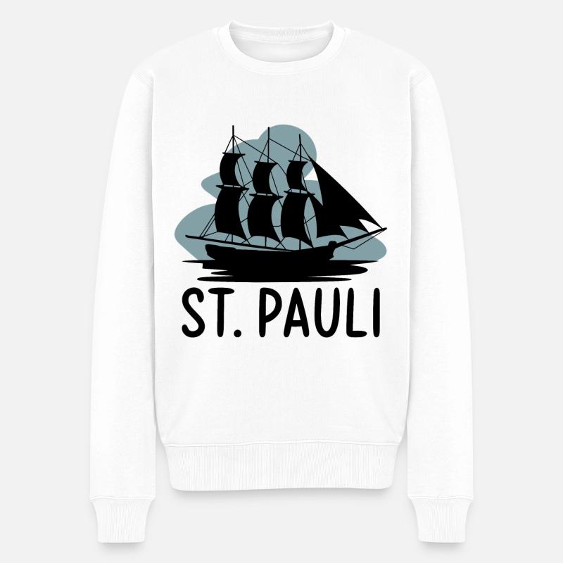St. Pauli Schiff Reeperbahn Kiez - Männer Premium Bio Pullover - Weiß