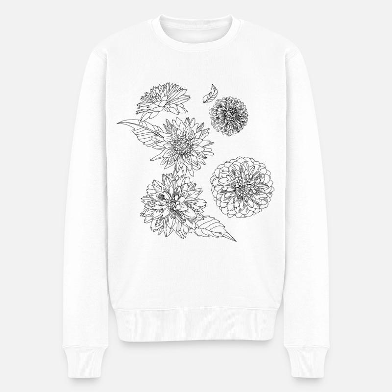 Herbstblumen-Dahlien - Männer Premium Bio Pullover - Weiß